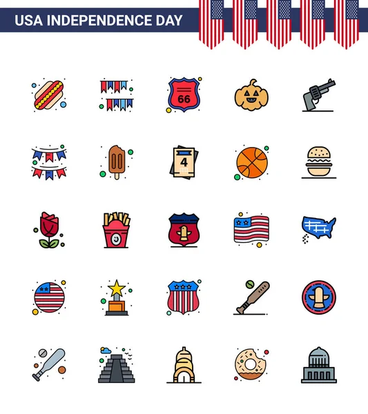 Stock Vector Icon Pack American Day Flat Filled Line Signos — Vector de stock
