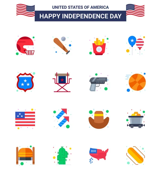 Happy Independence Day Pack Pisos Signos Símbolos Para Día Globos — Vector de stock