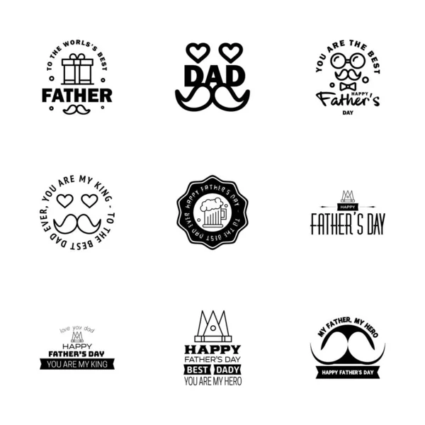 Happy Fathers Day Black Vintage Retro Type Font Ilustrador Eps10 —  Vetores de Stock