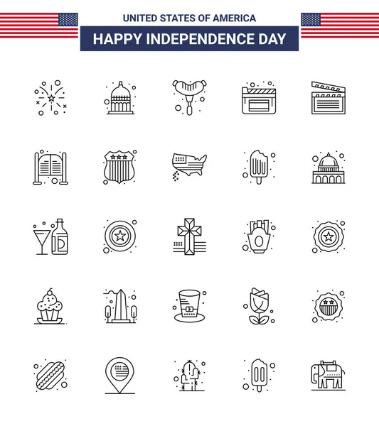 4Th July Usa Happy Independence Day Icon Symbols Group Modern — Stock Vector