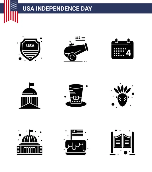 Solid Glyph Pack Usa Independence Day Symbole Des Tages Irland — Stockvektor