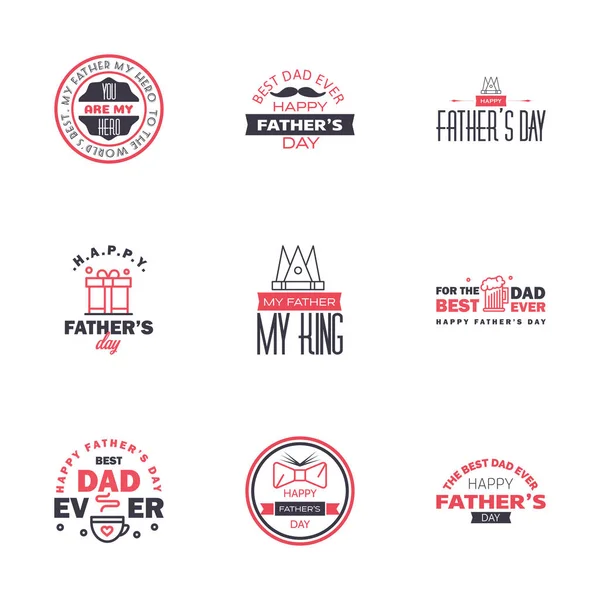 Happy Fathers Day Biglietto Auguri Calligrafia Nera Rosa Illustrazione Vettoriale — Vettoriale Stock