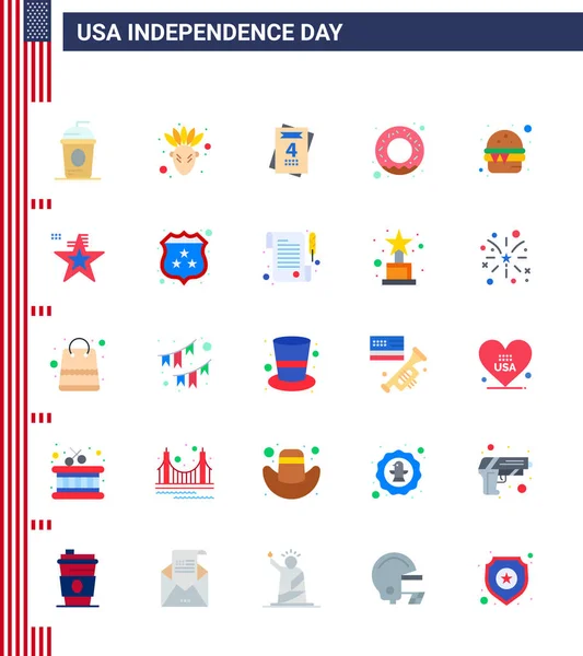 Usa Happy Independence Daypictogramme Lot Plats Simples Repas Jeûne Invitation — Image vectorielle