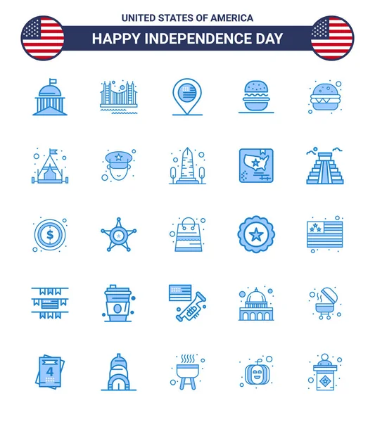 Stock Vector Icon Pack American Day Segni Simboli Blu Americani — Vettoriale Stock