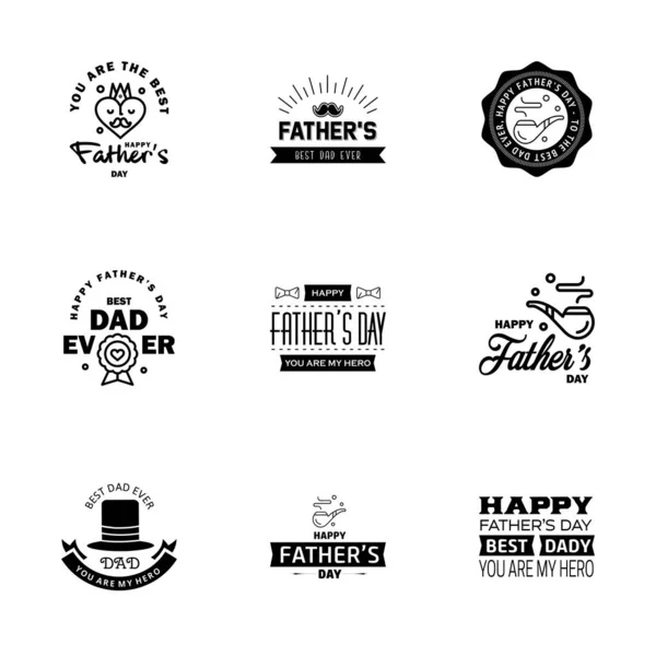 Happy Fathers Day Black Vintage Retro Type Font Ilustrador Eps10 —  Vetores de Stock