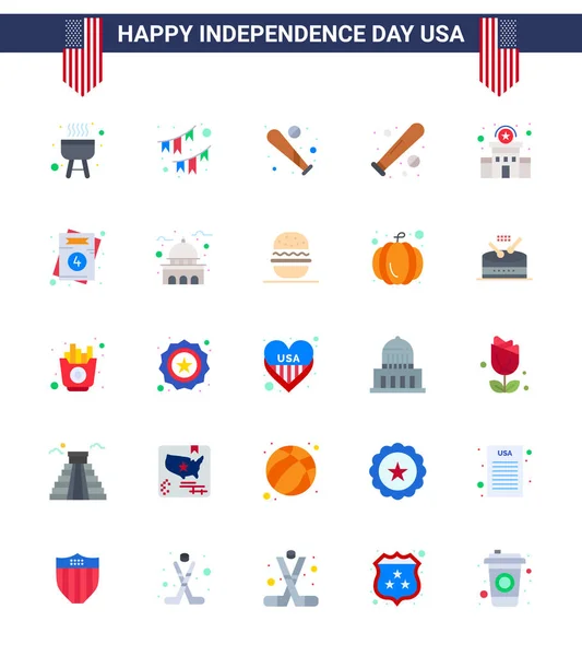 Set Usa Day Icons American Symbols Independence Day Signs Invitation — Stockový vektor