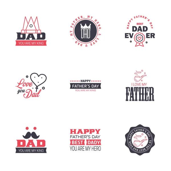 Happy Fathers Day Black Pink Text Design Vector Calligraphy Typography — Stock Vector