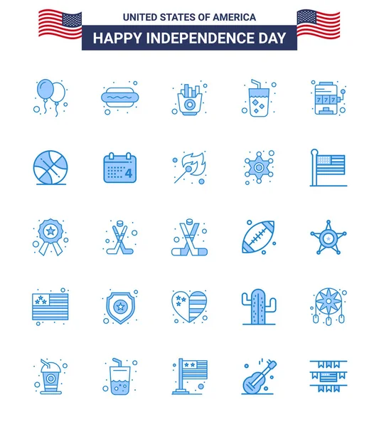 Usa Blue Signs Celebración Del Día Independencia Símbolos Máquina Vino — Archivo Imágenes Vectoriales