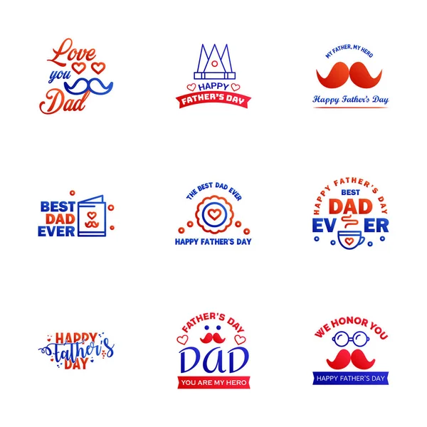 Love You Papa Card Design Happy Fathers Day Typography Collection — 스톡 벡터