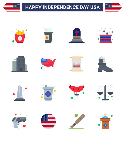 4Th July Usa Happy Independence Day Icon Symbols Group Modern — Stock Vector