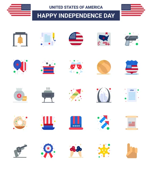 Big Pack Usa Happy Independence Day Usa Vector Flats Editable — Stock Vector
