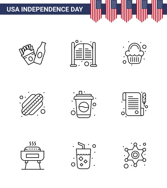 Július Amerikai Egyesült Államok Boldog Függetlenség Napja Ikon Szimbólumok Csoport — Stock Vector