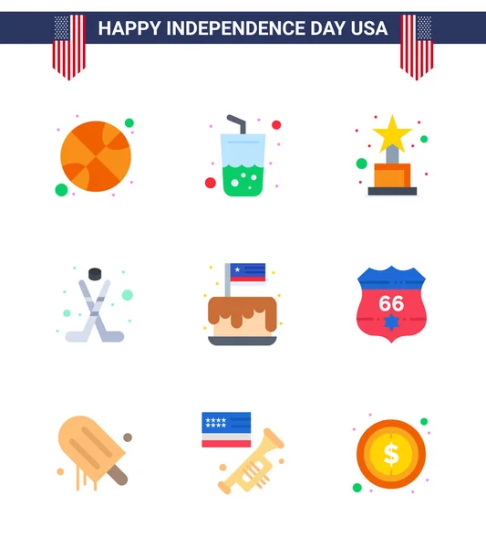 Usa Happy Independence Daypictogram Set Egyszerű Flats Independence Fesztivál Teljesítmény — Stock Vector