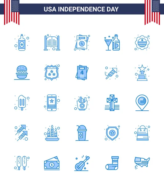 Stock Vector Icon Pack American Day Blue Signs Symbols Country — Stock Vector