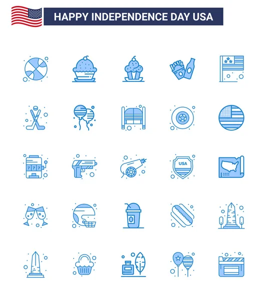 Big Pack Usa Happy Independence Day Usa Vector Blues Und — Stockvektor