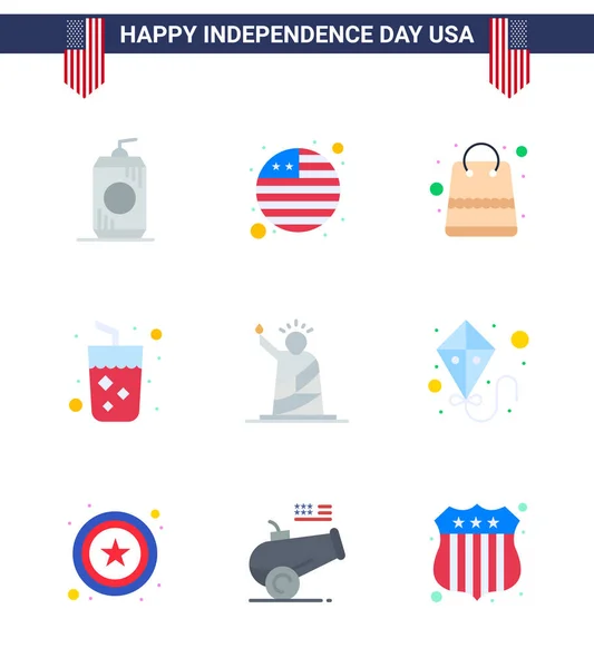 Happy Independence Day Usa Paquet Appartements Créatifs Points Repère Argent — Image vectorielle
