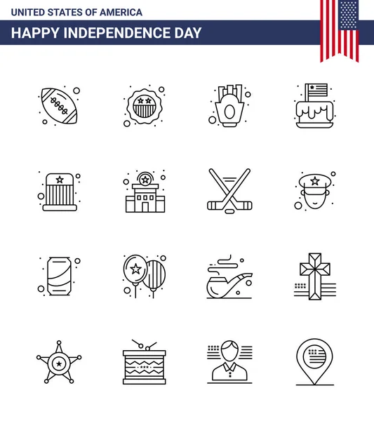 Usa Line Signs Independence Day Celebration Symbols Circus Party Chips — Stock Vector