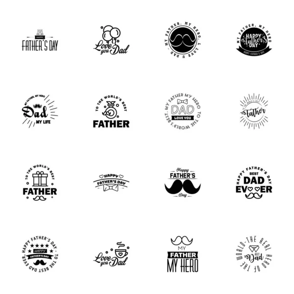 Heureux Jour Des Pères Lettres Des Fêtes Noires Typographie Graphie — Image vectorielle