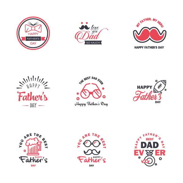 Happy Fathers Day Kalligrafi Gratulationskort Svart Och Rosa Typografi Samling — Stock vektor