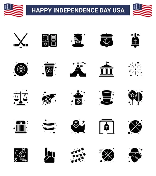 Stock Vector Icon Pack Von American Day Solid Glyph Zeichen — Stockvektor