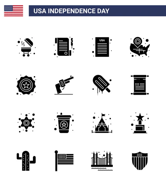 Usa Solid Glyph Pack Independence Day Signs Symbols Flag Security — Stock Vector