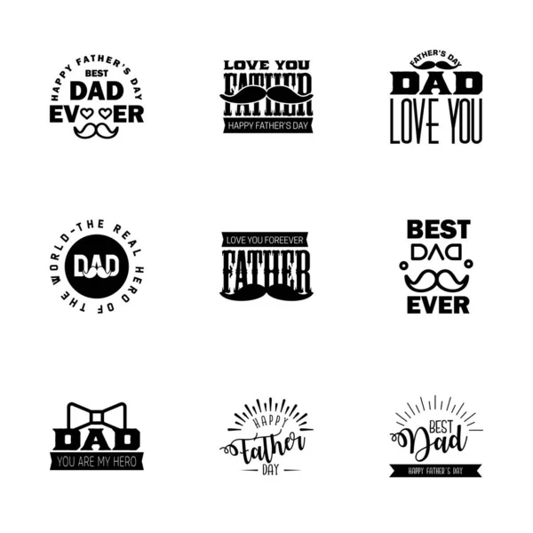 Szczęśliwego Dnia Ojca Black Lettering Szczęśliwy Dzień Ojców Edytowalne Elementy — Wektor stockowy