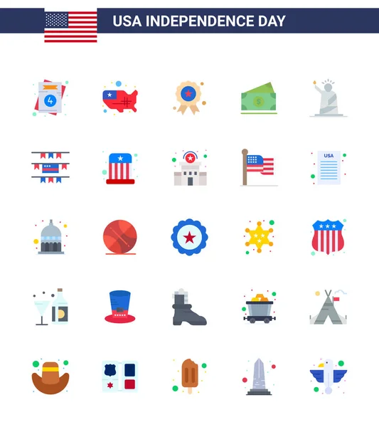 Usa Flat Signs Independence Day Celebration Symbole Der Freiheit Usa — Stockvektor