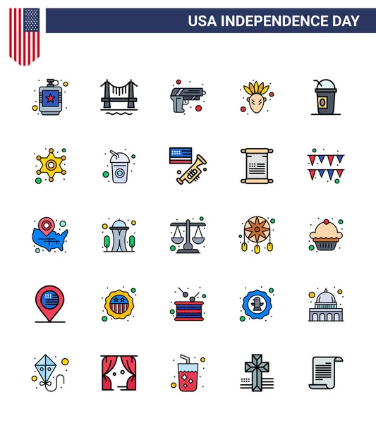 Iconos Creativos Los Signos Modernos Independencia Julio Símbolos Americano Acción — Vector de stock