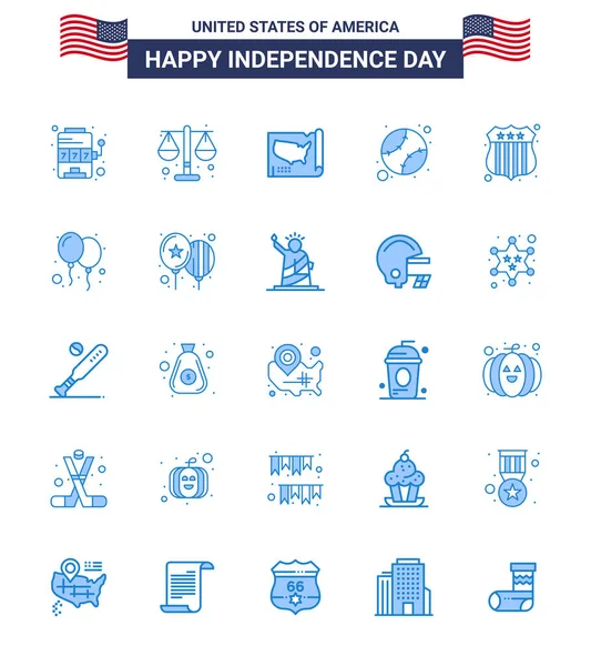 Big Pack Usa Happy Independence Day Usa Vector Blues Editable — Stock Vector