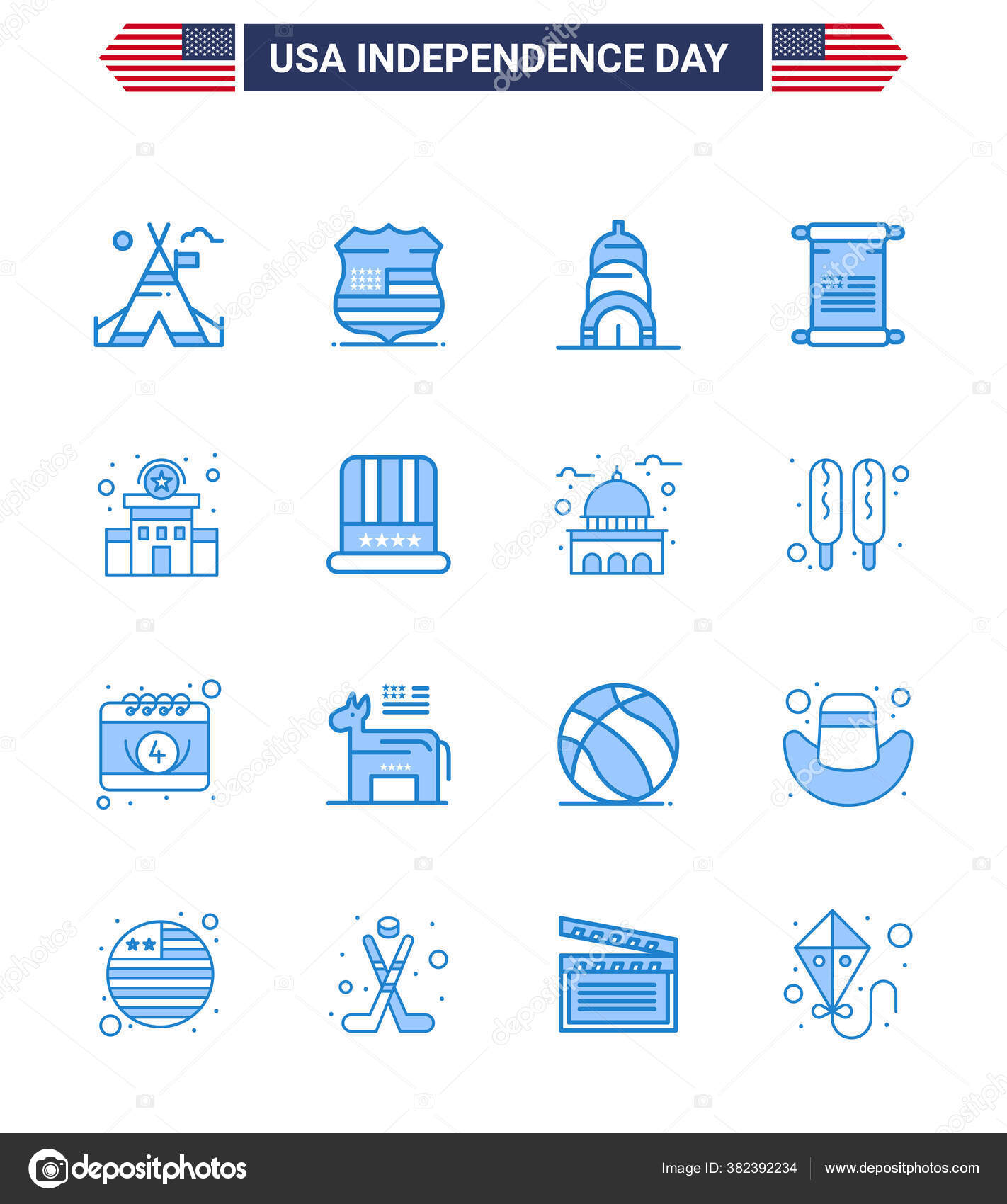 Happy Independence Day Usa Pack Creative Blues Station Building