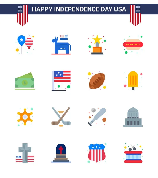 Stock Vector Icon Pack American Day Line Signs Symbols Money — Stock Vector