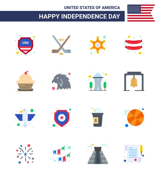 Happy Independence Day Usa Packung Mit Creative Flats Muffin Kuchen — Stockvektor