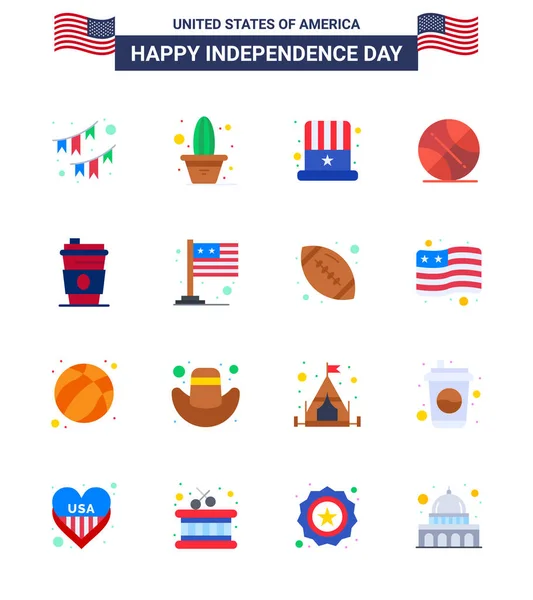 Stock Vector Icon Pack American Day Line Sinais Símbolos Para — Vetor de Stock