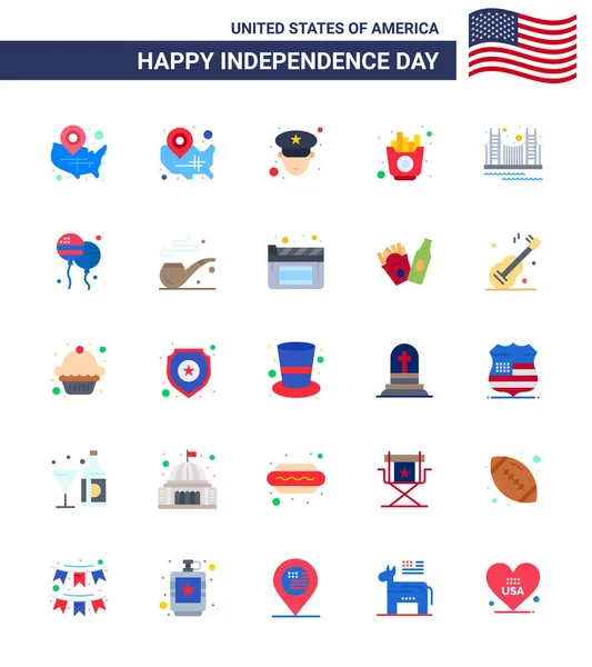 Set Von Usa Day Icons Amerikanische Symbole Unabhängigkeitstag Zeichen Für — Stockvektor