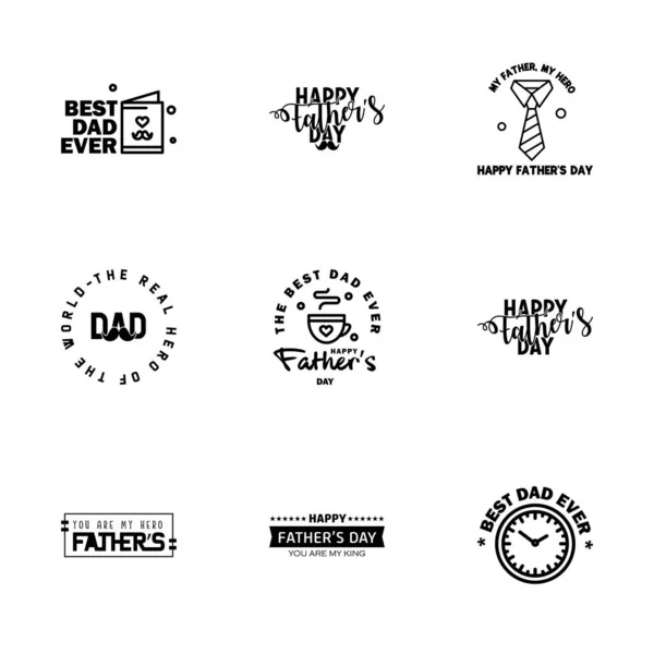 Happy Fathers Day Black Lettering Happy Fathers Day Editable Vector — Stock Vector