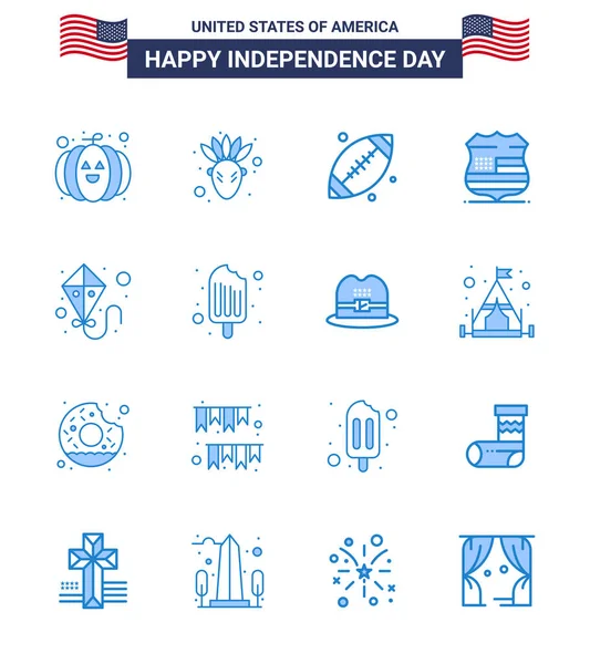 Paquet Bleu Symboles Jour Indépendance Des Etats Unis Froid Été — Image vectorielle