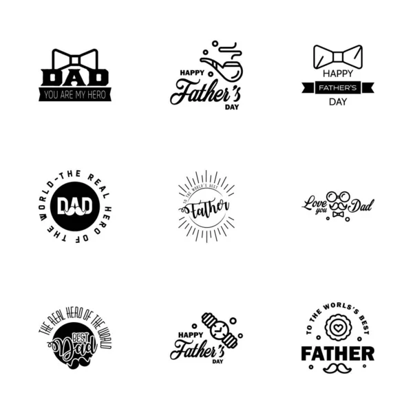 Happy Fathers Day Black Vintage Retro Type Font Illustrator Eps10 — Stock Vector