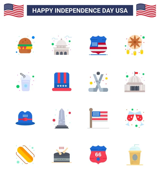 Stock Vector Icon Pack American Day Line Signs Symbols Bottle — Stock Vector
