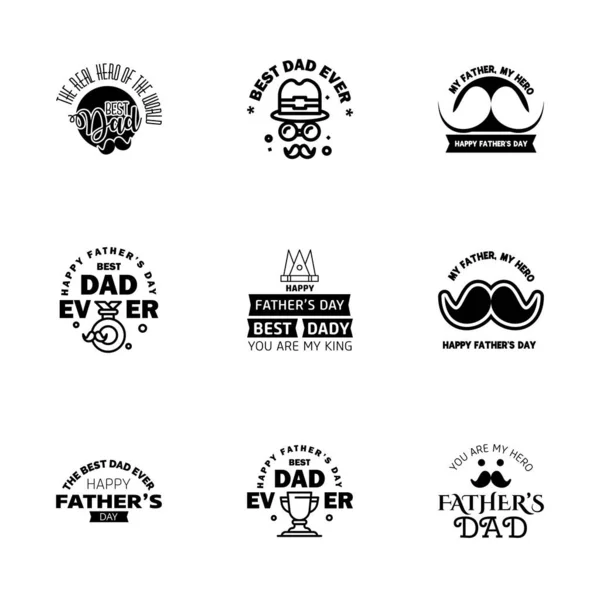 Happy Fathers Day Black Vintage Retro Type Font Ilustrador Eps10 — Vetor de Stock