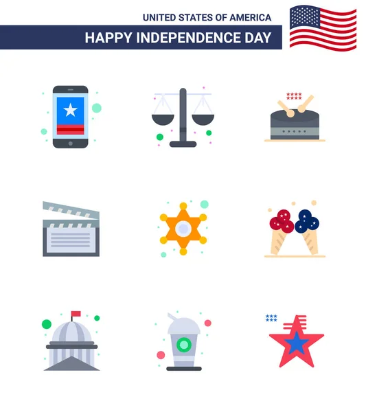 Set Icoane Ziua Sua Simboluri Americane Ziua Independenței Semne Pentru — Vector de stoc