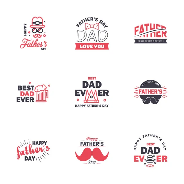 Happy Fathers Day Kalligraphie Grußkarte Black Pink Typography Collection Vektorillustration — Stockvektor