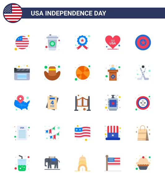 Creative Usa Icons Modern Independence Signs Luglio Simboli Medaglia Independece — Vettoriale Stock