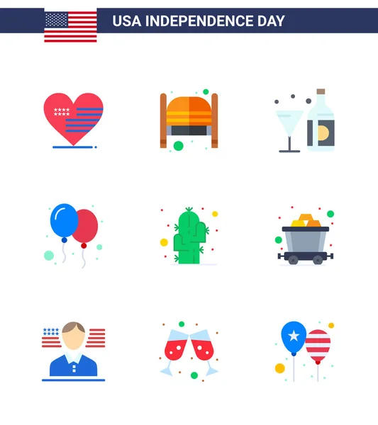 Set Usa Day Icons American Symbols Independence Day Signs Party — Stock Vector