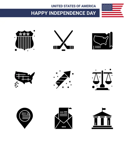 Creative Usa Icons Modern Independence Signs 4Th July Symbols Law — Stock Vector
