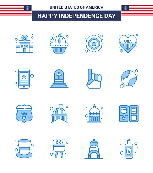 4Th July Usa Happy Independence Day Icon Symbols Group Modern — Stock Vector