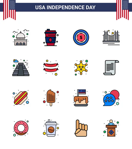 Usa Day Icons American Symbols Independence Day Signs Usa Landmark — 스톡 벡터