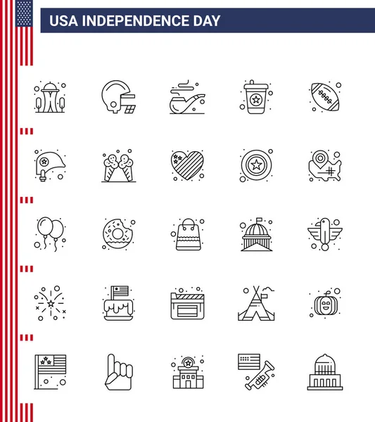 Set Von Usa Day Icons Amerikanische Symbole Unabhängigkeitstag Zeichen Für — Stockvektor