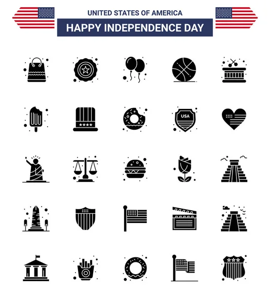 Happy Independence Day Usa Pack Creative Solid Glyph Sticks Usa — 스톡 벡터