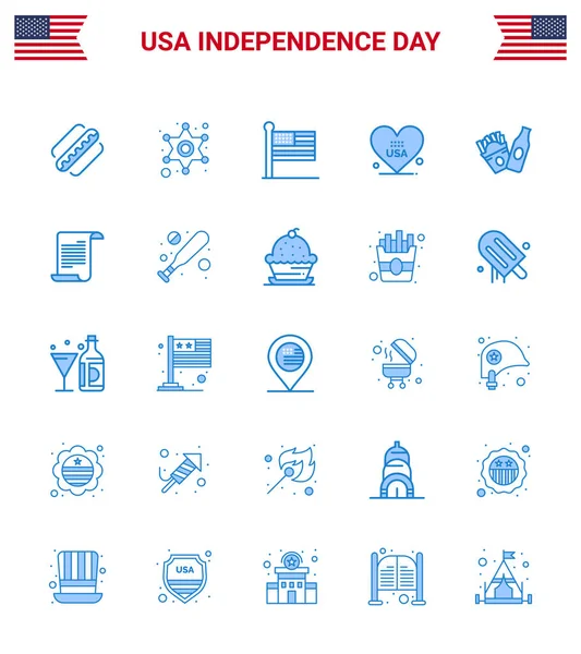 Happy Independence Day Packung Mit Blues Zeichen Und Symbole Für — Stockvektor
