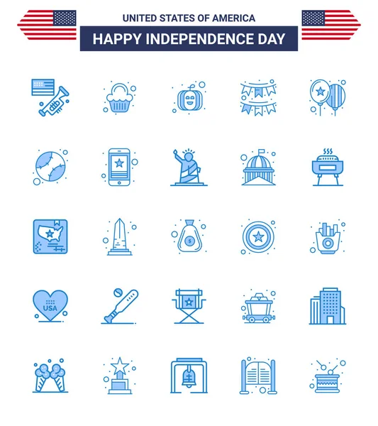 Usa Blue Pack Independence Day Zeichen Und Symbole Der Feier — Stockvektor
